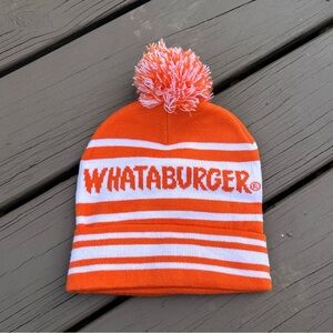 Whataburger Toboggan Pom Pom Beanie Orange & White | OSFM One Size